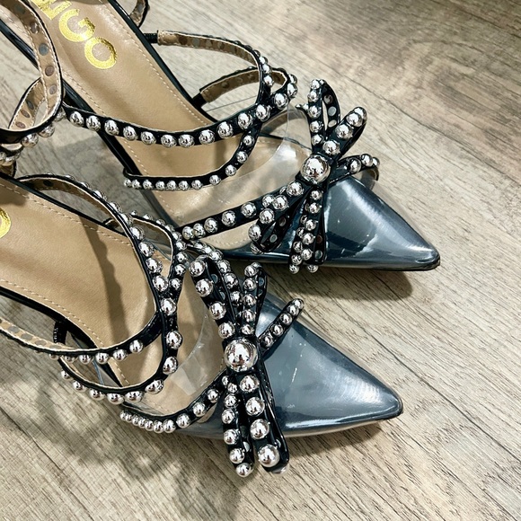 NEW EGO black stud pointy toe Heels size 8. - Picture 6 of 7